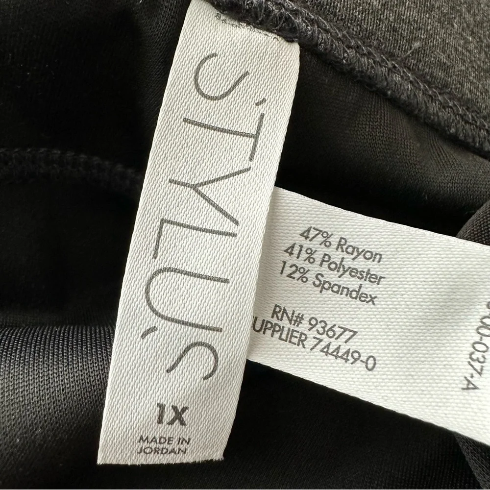STYLUS Charcoal Gray Ponte Knit Mid-Rise Ankle Slit Jogger Pants Size 1X